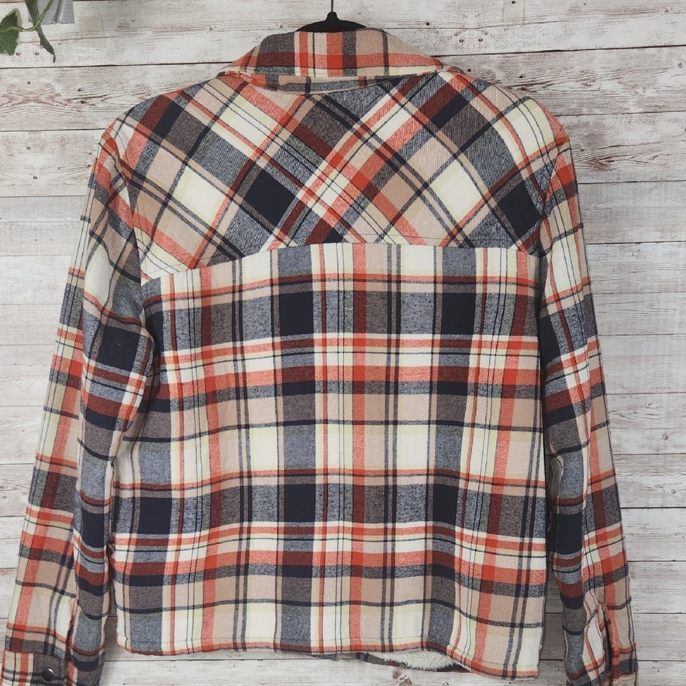 Lucky Brand Women's Plaid Utility Jacket - Red, Navy, Cream - Picture 2 of 10